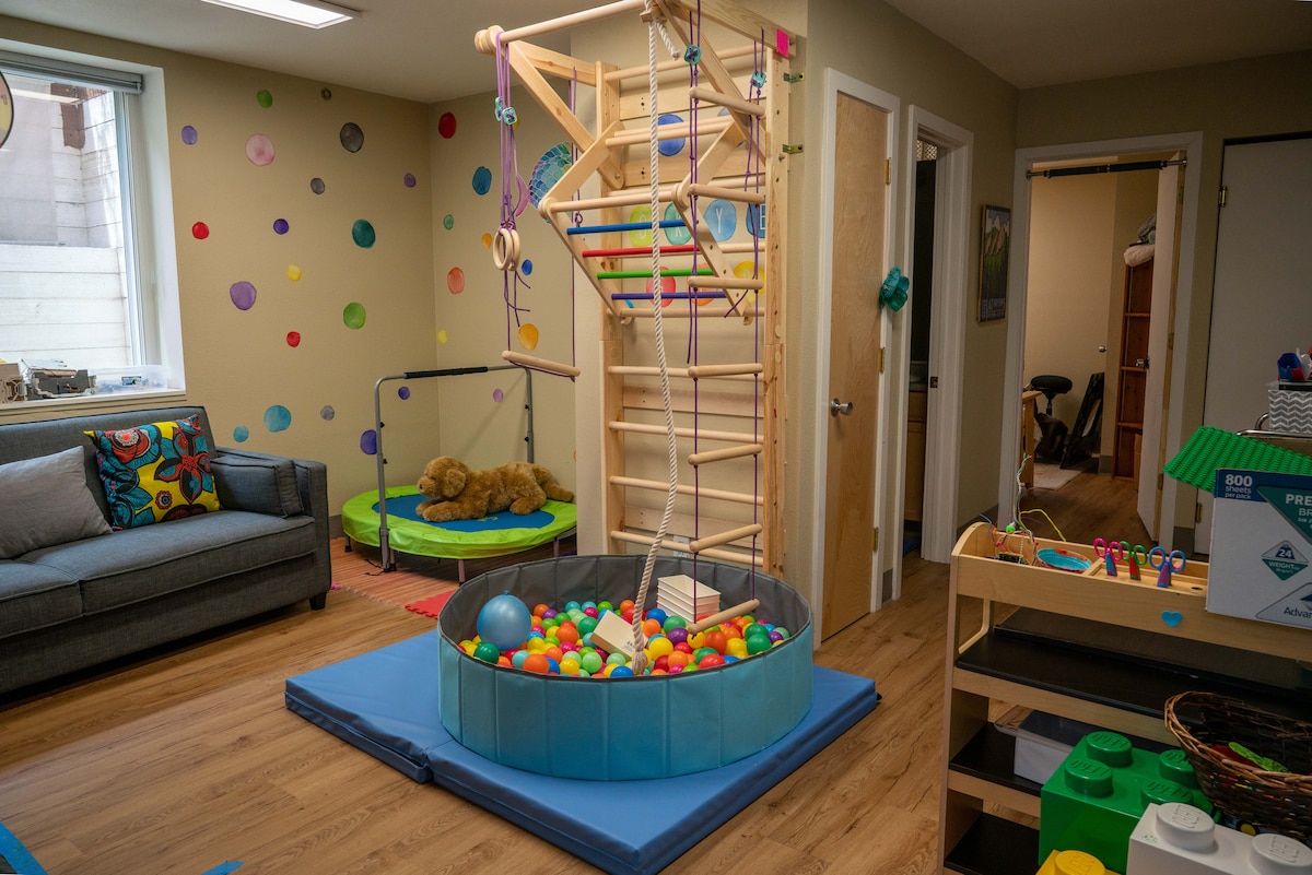 Basement playroom in the Wild Sage summer rental townhouse